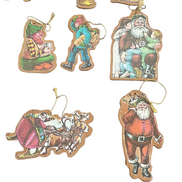 (21) Vintage Wooden Flat Diecut Two Sided Ornaments. Lot of 21 Ornaments - Picture 6 of 9